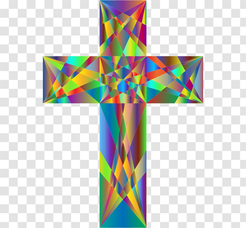 Christian Cross Christianity Crucifix Clip Art - Colorful Geometric Transparent PNG