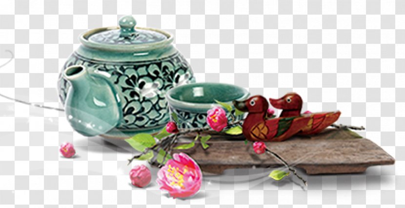 Teapot Tea Culture Puer - Ceramic - Mandarin Duck Porcelain Cup Pattern Chart Transparent PNG