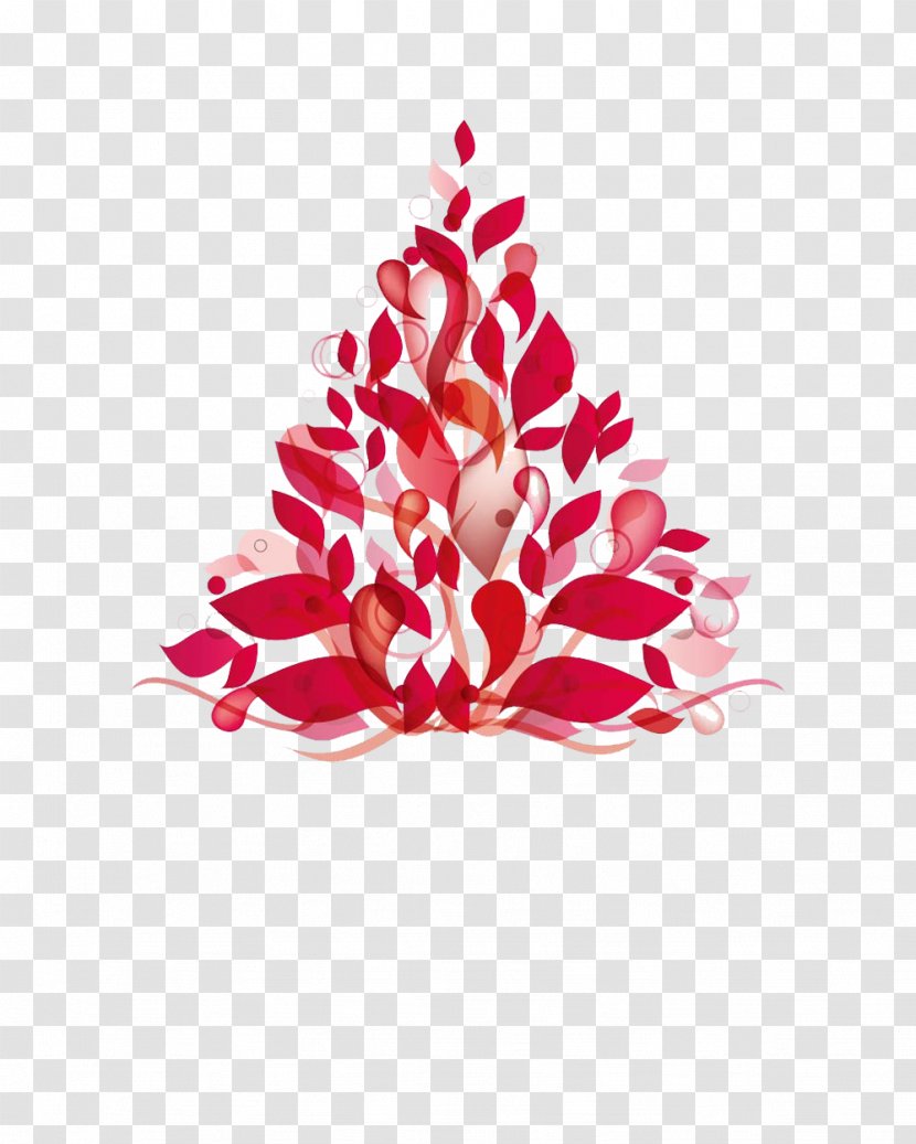 Christmas Tree Illustration - Card - Red Picture Material Transparent PNG