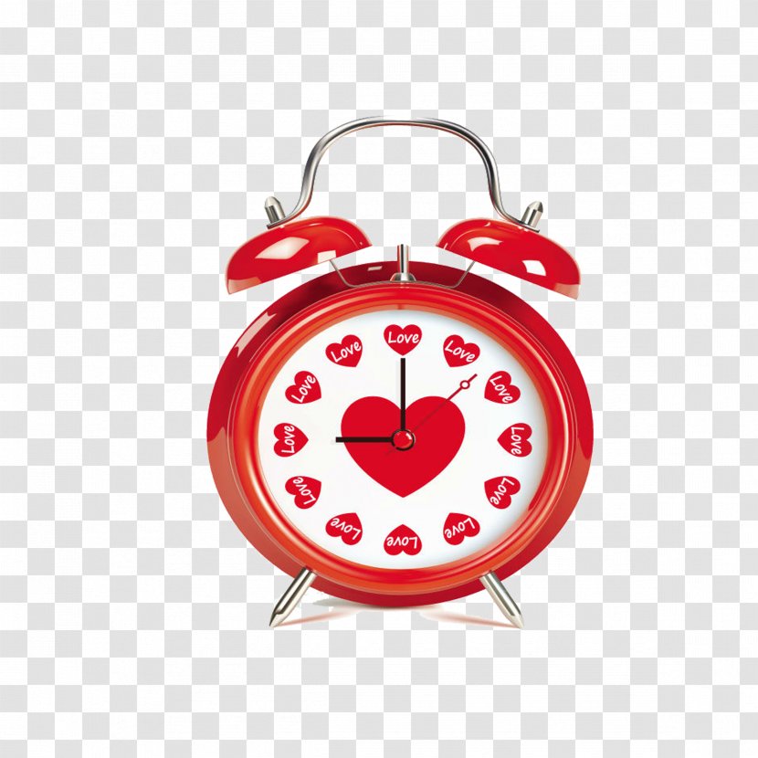 Alarm Clock Heart Clip Art - Red Transparent PNG