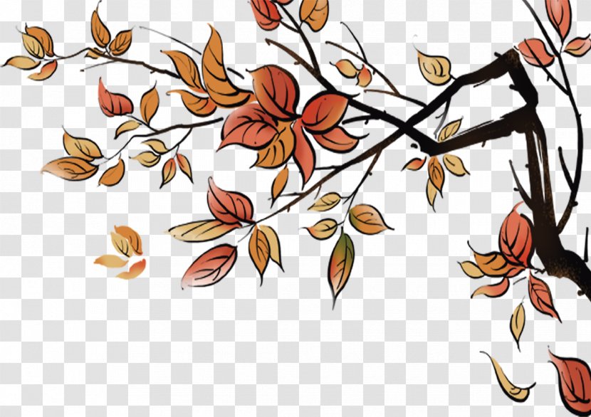 Literature Computer File - Autumn - Cartoon Yellow Leaves And Branches Transparent PNG