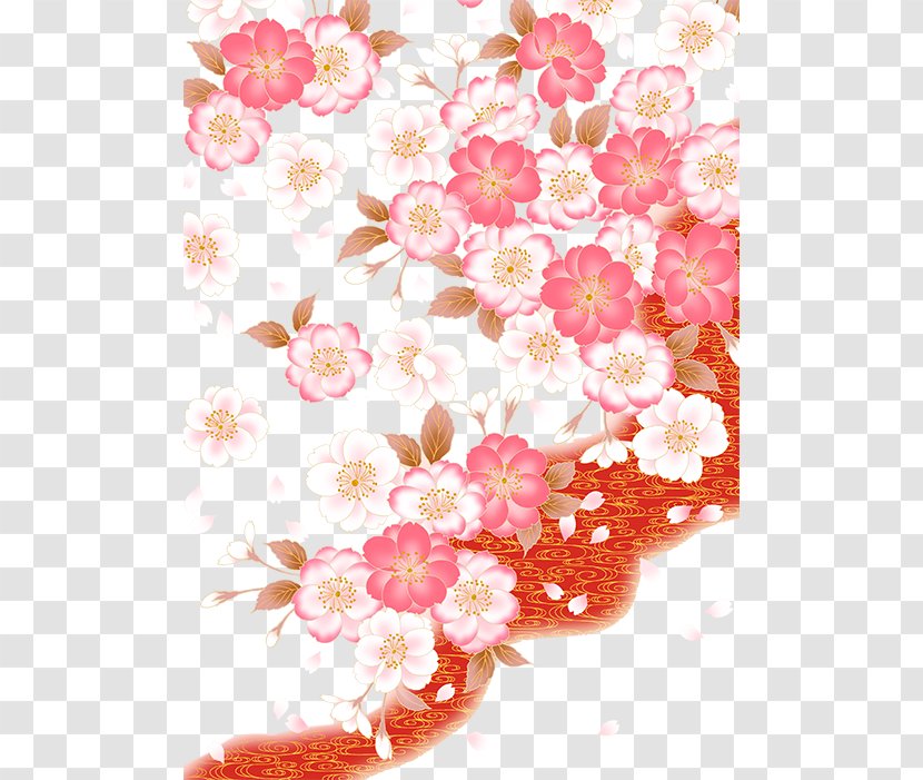 Japan Oil-paper Umbrella Motif - Flower - Wedding Peach Background Elements Transparent PNG