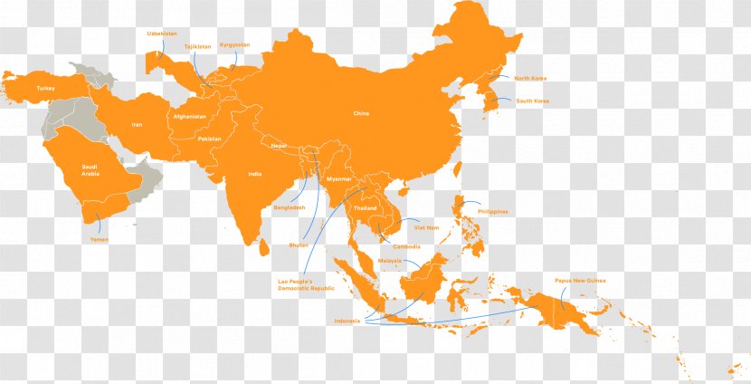 Asia World Map Blank - Sky Transparent PNG