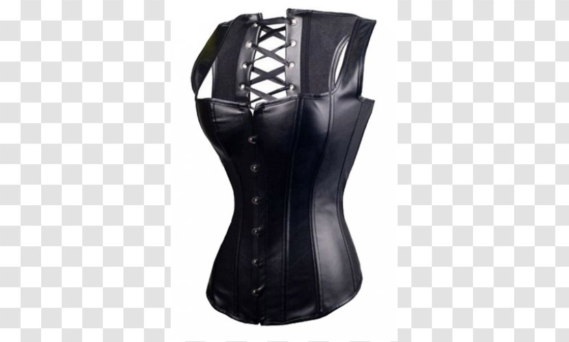 Bone Corset Artificial Leather Bustier - Silhouette - Zipper Transparent PNG