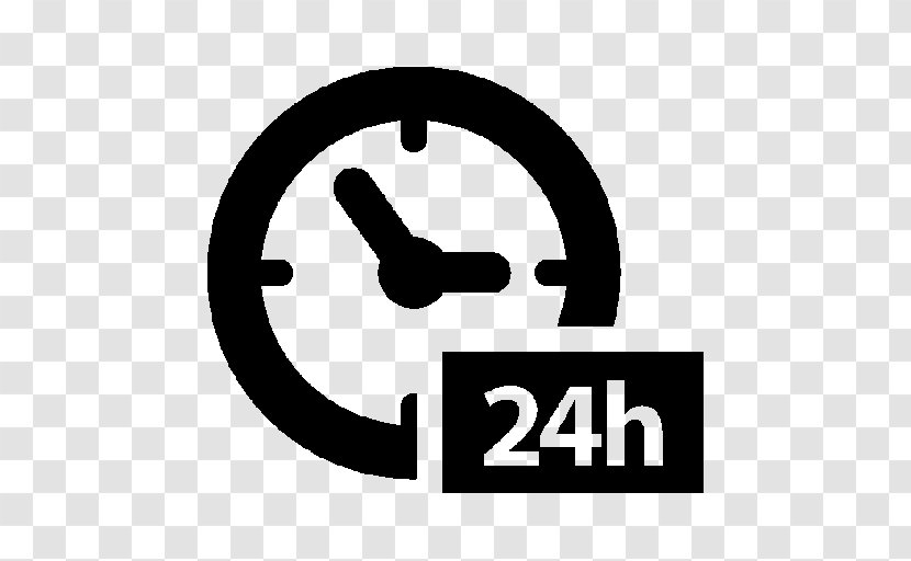 Symbol 24-hour Clock - Black And White - 24 HOURS Transparent PNG