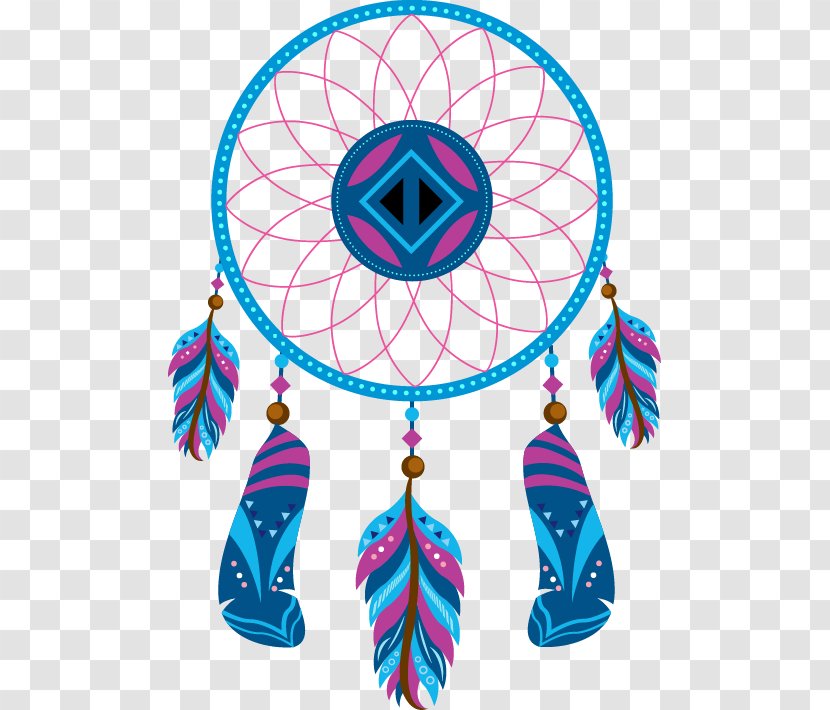 Cross-stitch Dreamcatcher Embroidery Pattern - Feather - Hand-painted Blue Campanula Circular Edge Transparent PNG