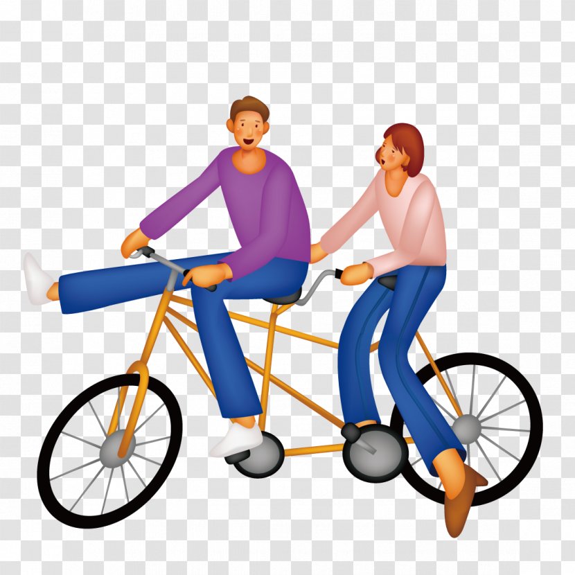 Bicycle Adobe Illustrator Cycling - Human Behavior - Couple Riding A Tandem Transparent PNG