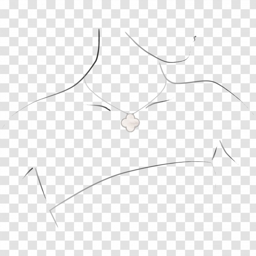 Necklace White Line Pattern - Flower - Van Cleef Transparent PNG