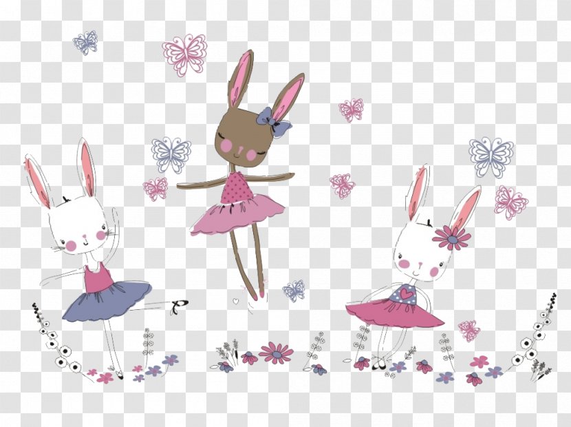 Rabbit Drawing - Pink - Hand-painted Cute Transparent PNG