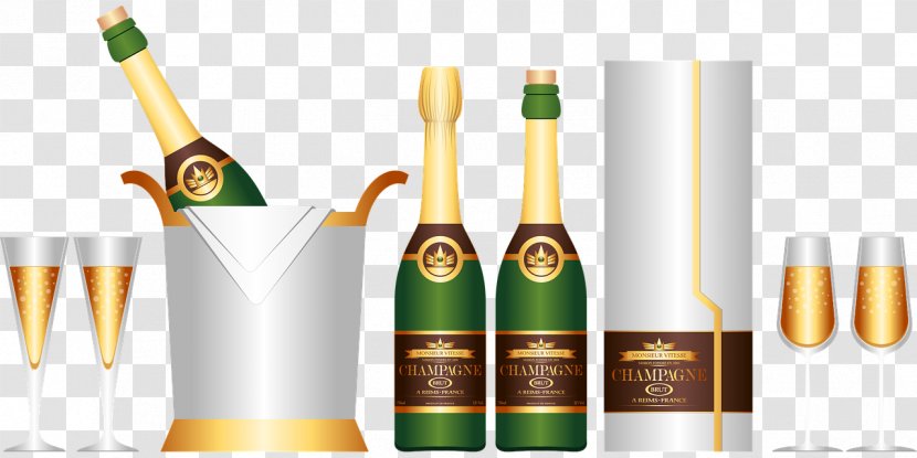 Champagne Wine Bottle - Glass Transparent PNG