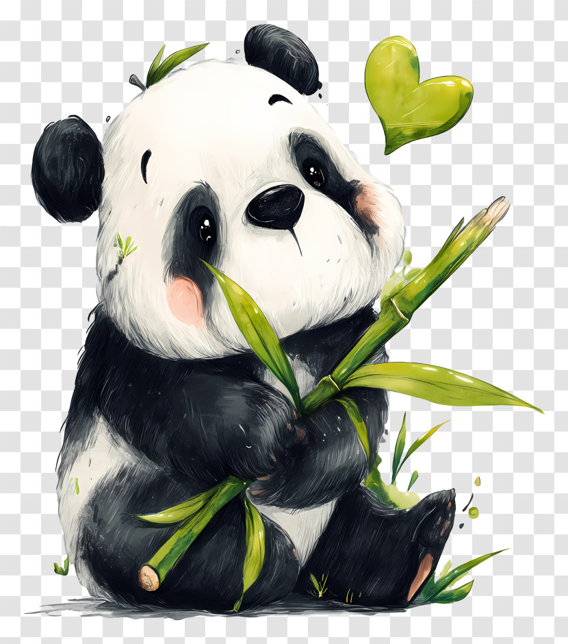 Panda Munching - Cute Panda With Bamboo Transparent PNG