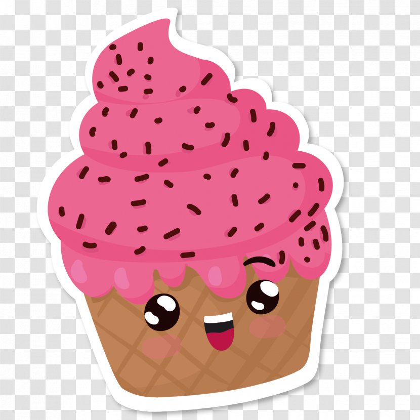 Ice Cream Cupcake Sticker - Vector Transparent PNG