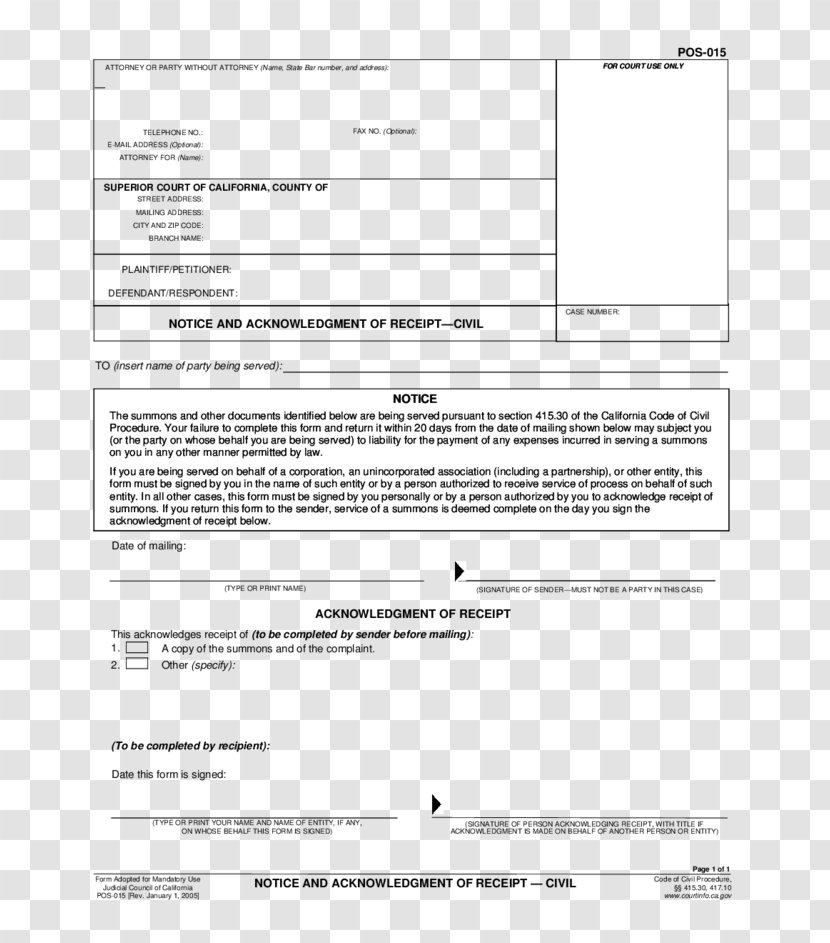 Document Form Legal Release Bond Receipt - Acknowledgment Transparent PNG