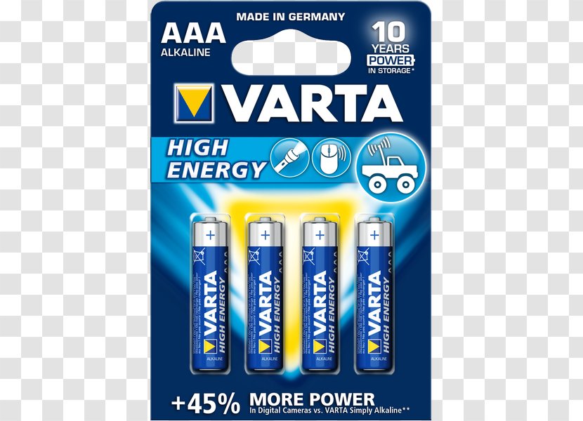 AAA Battery VARTA Electric Alkaline Rechargeable - Button Cell Transparent PNG