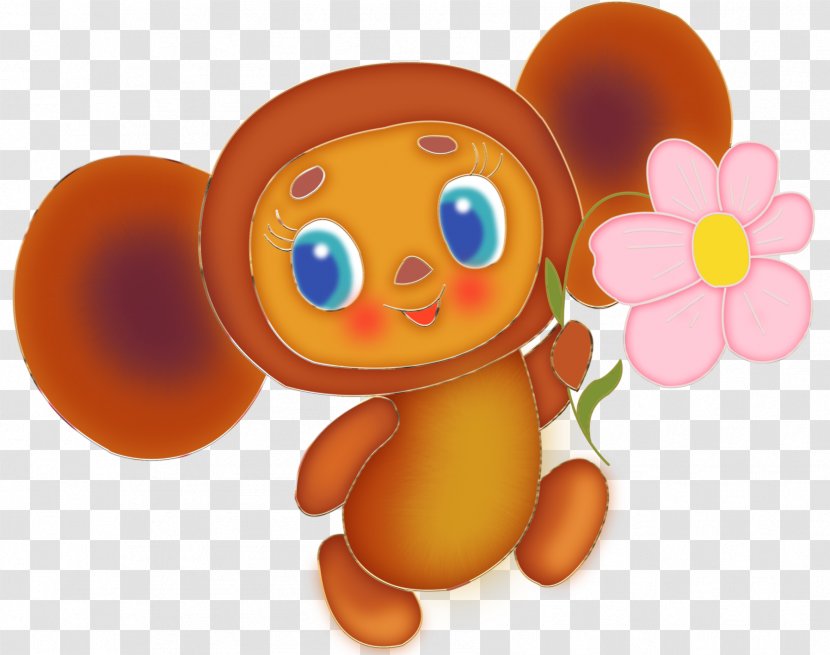Cheburashka Animated Film Character Website Clip Art - Photography - Cartoon Little Monkey Holding Flower Transparent PNG