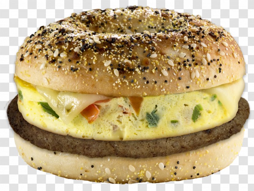 Bagel Hamburger Cheeseburger Breakfast Sandwich Fast Food Transparent PNG
