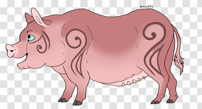 Pig Cattle Clip Art Neck Character - Fictional Transparent PNG