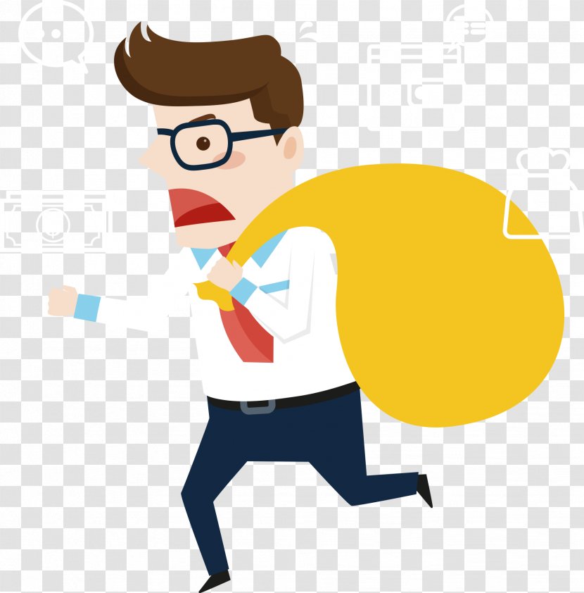 RunningMan Cartoon Clip Art - Hand - Business Man Carrying A Bag Transparent PNG