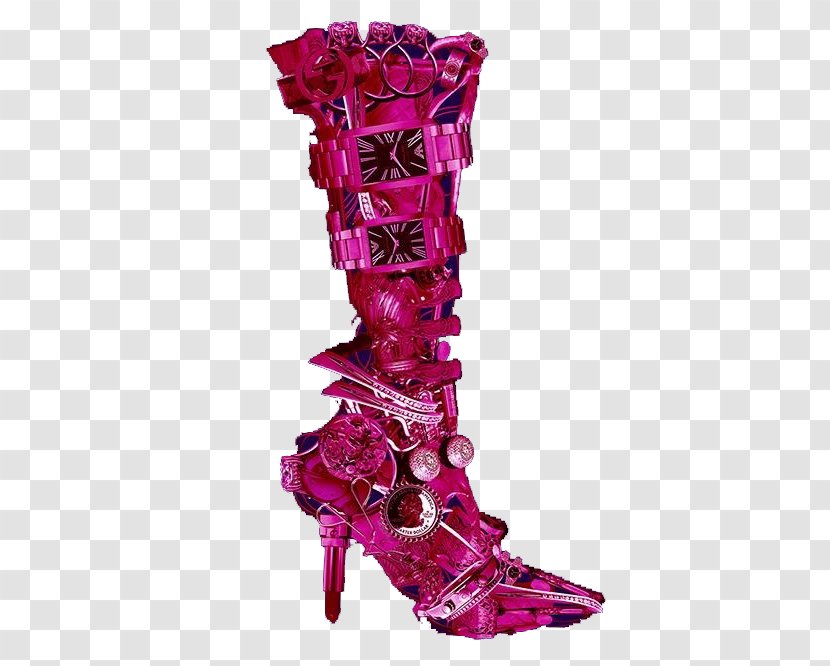 Boot Shoe High-heeled Footwear - Rose Red Mechanical High Heels Transparent PNG