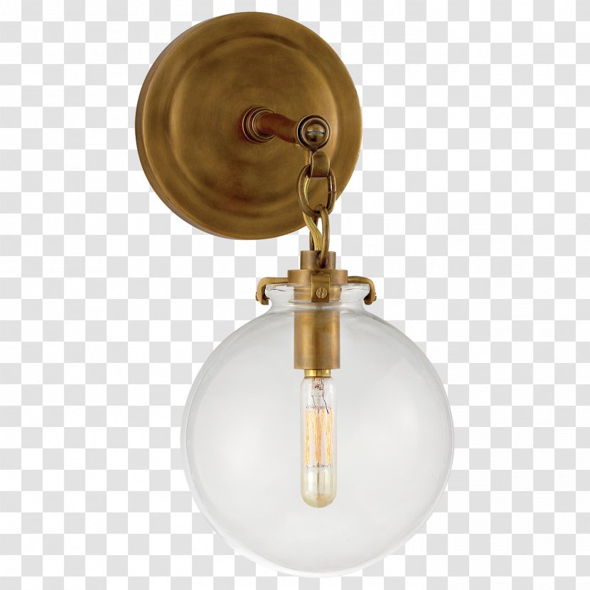 Lighting Sconce Glass Brass - Visual Comfort - Light Globe Transparent PNG