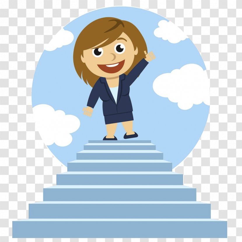 Businessperson Family Planning Child - Cartoon - Boarded The Ladder Female Vector Material Transparent PNG