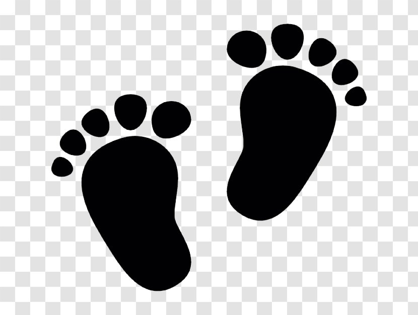 Footprint Infant Clip Art - Black And White - Cute Little Baby Footprints Transparent PNG