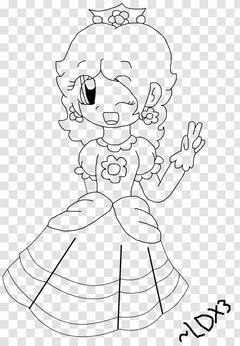 Princess Daisy Peach Line Art Drawing - Cartoon Transparent PNG