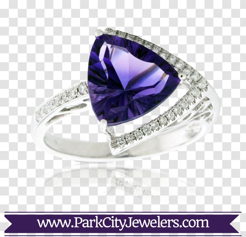 Amethyst Ring Jewellery Diamond Gemstone - Platinum Transparent PNG