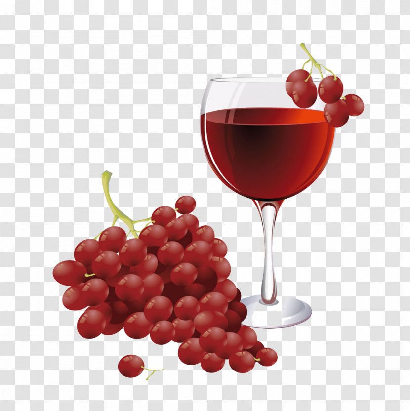 Wine Glass Red Common Grape Vine Cocktail - Drinkware - Psd免抠 Transparent PNG
