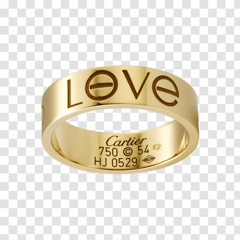 Ring Love Bracelet Cartier Jewellery Engraving - Brand - Gold Transparent PNG