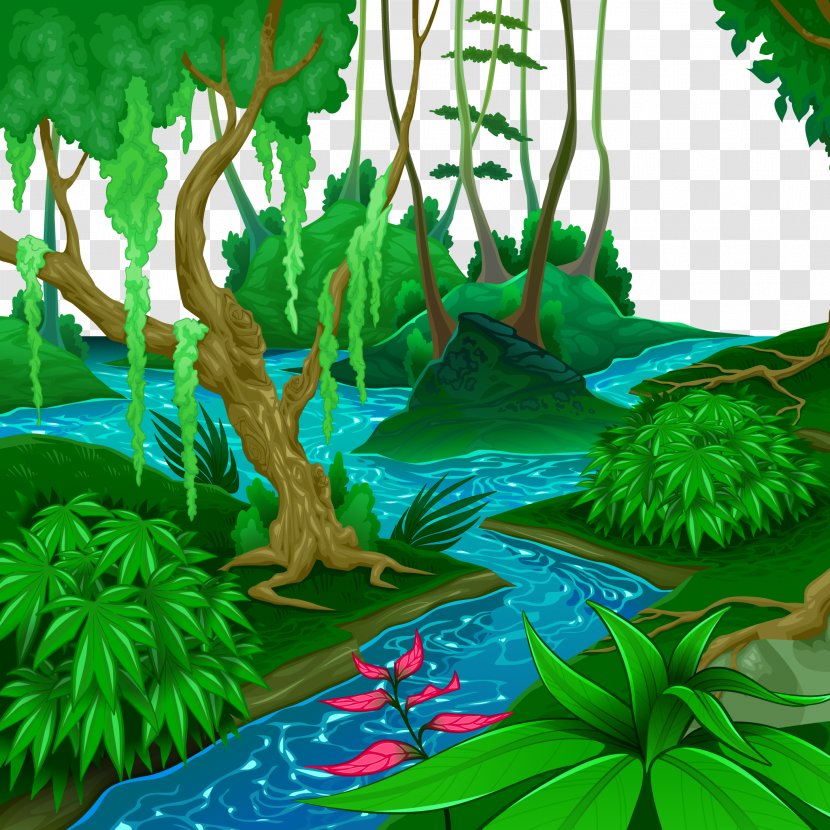 Tropical And Subtropical Moist Broadleaf Forests Forest Jungle Euclidean Vector - River - Landscape Transparent PNG