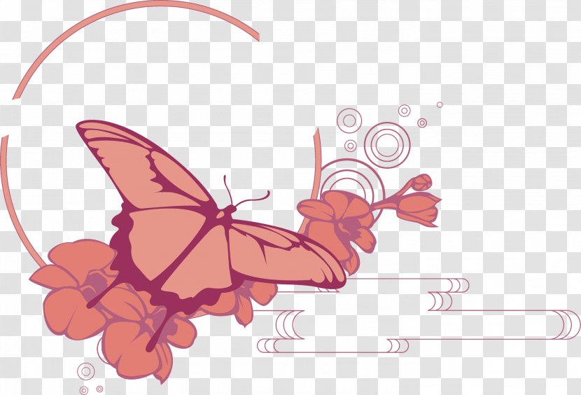 Butterfly Flower Designer - Orange Cartoon Flowers Butterflies Valentines Day Transparent PNG