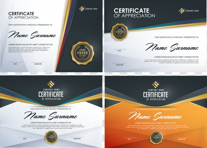 Template Graphic Design - Vector Beautifully Certificate Transparent PNG