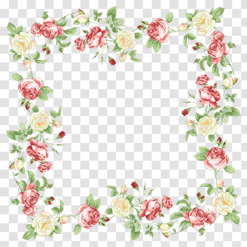 Flower Picture Frames Clip Art - Handpainted Flowers Transparent PNG