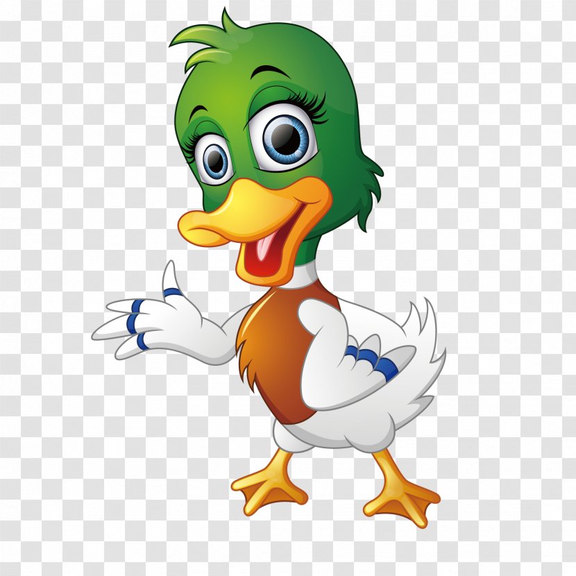 Royalty-free Cartoon Illustration - Green Little Ducks Transparent PNG