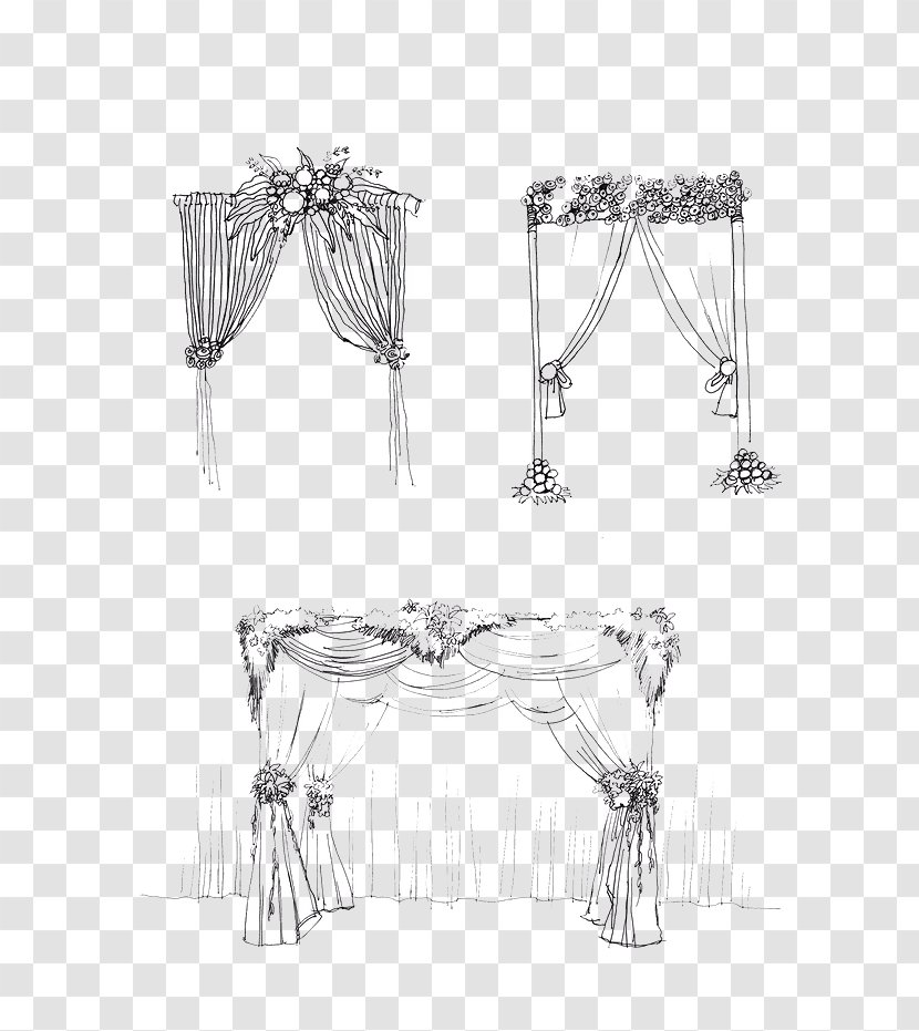 Wedding Flower - Black And White - Hand-painted Door Transparent PNG