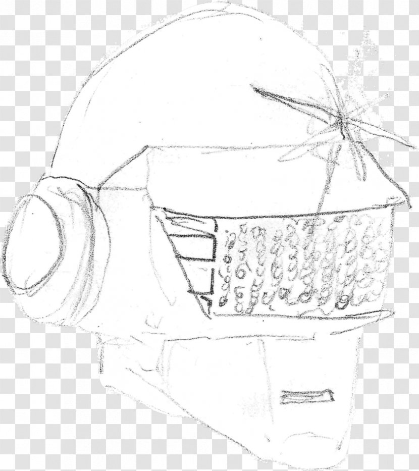 Line Art Headgear Sketch - White - Thomas Bangalter Transparent PNG