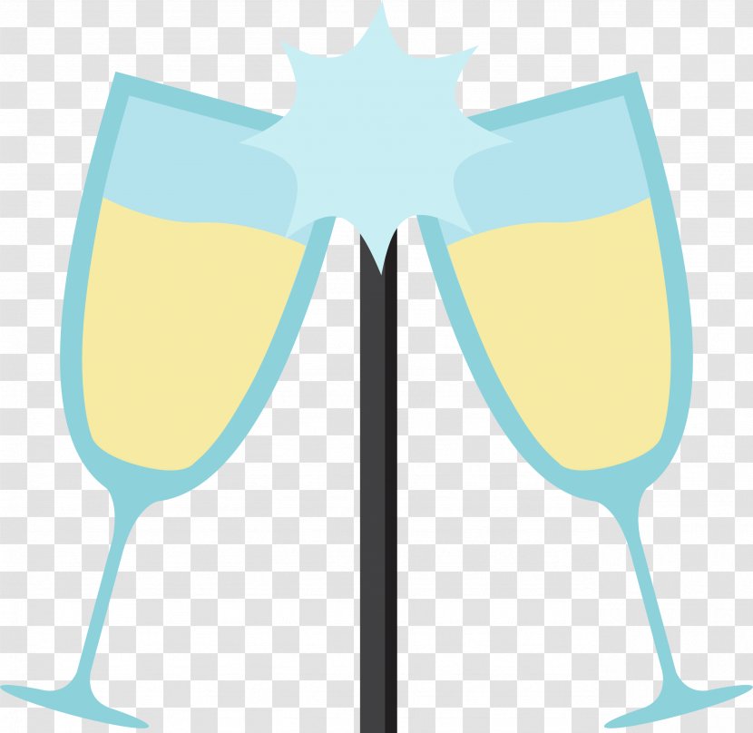 Wine Glass Euclidean Vector Blue - Champagne Stemware Transparent PNG