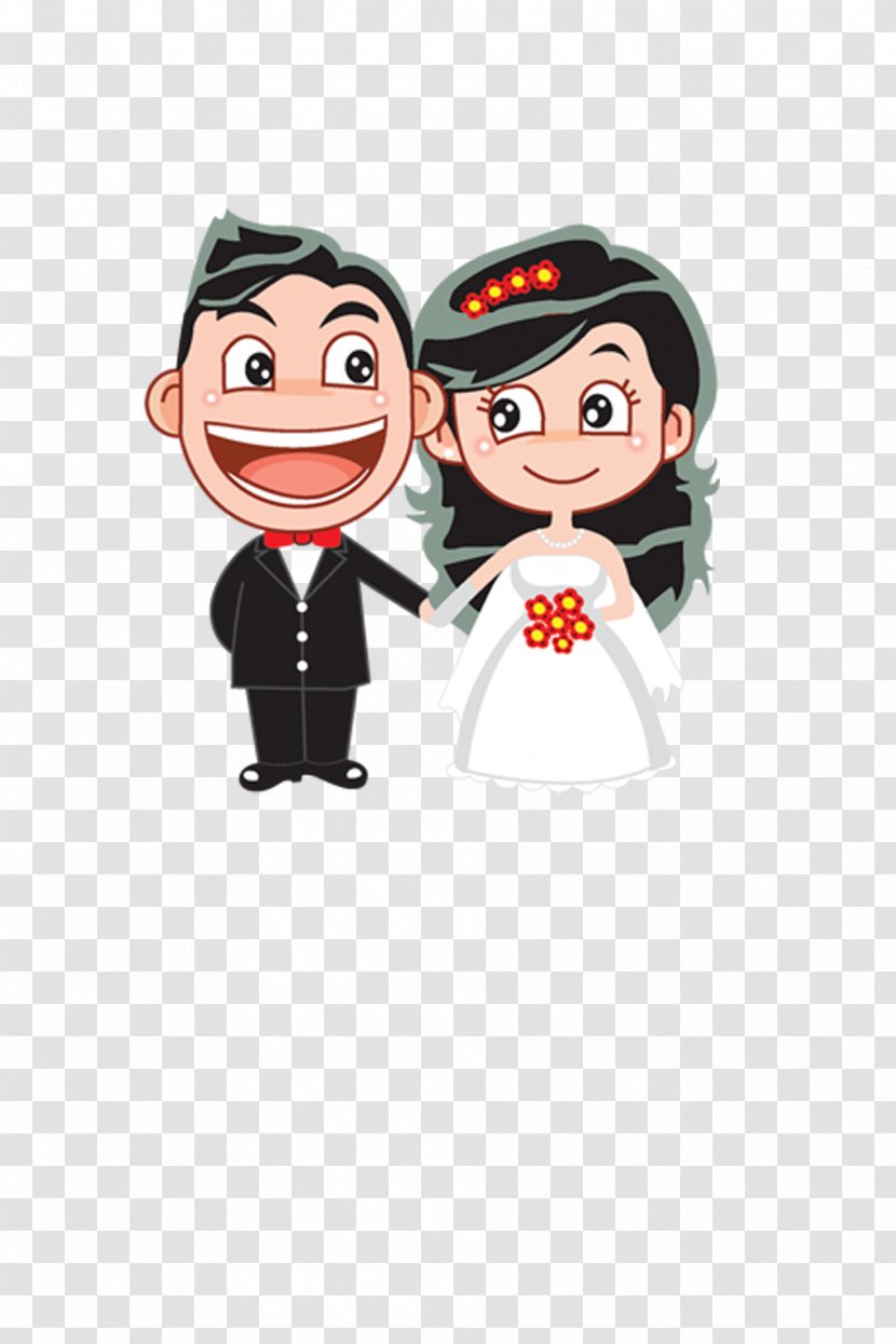 Wedding Marriage Bridegroom - Cartoon Bride And Groom Transparent PNG