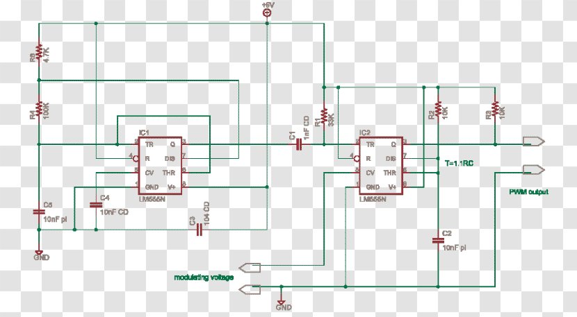 Electrical Network Pulse-width Modulation Electronics 555 Timer IC Diagram - Motor Controller - Pulsewidth Transparent PNG