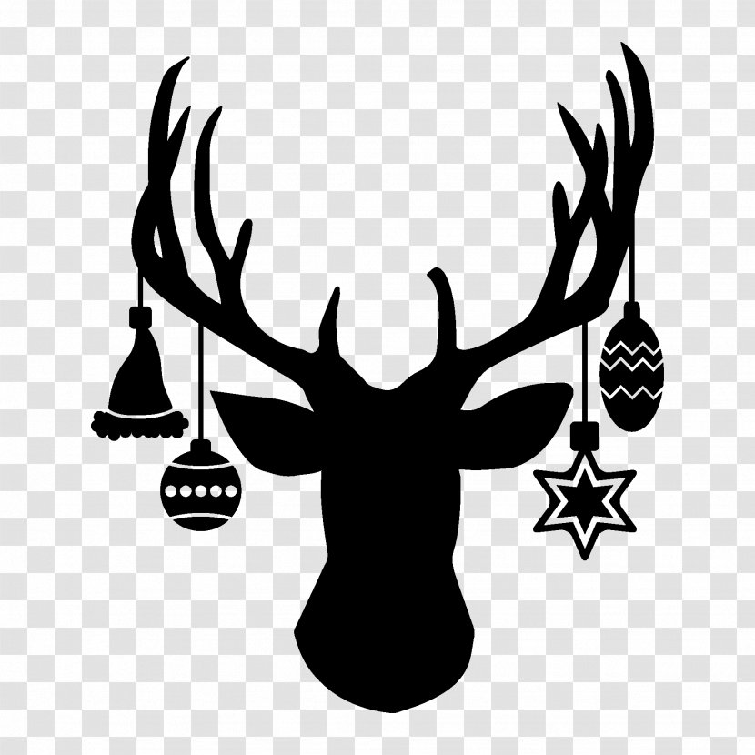 Reindeer White-tailed Deer Stencil Red - Monochrome Photography Transparent PNG
