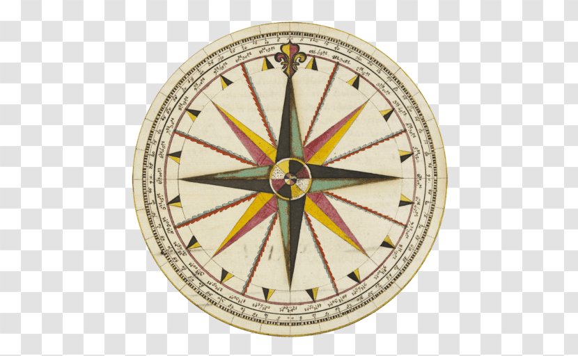 Compass Rose Drawing - East - Wheel Wall Clock Transparent PNG