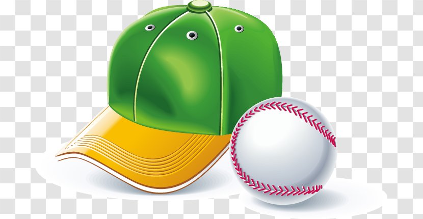 Baseball Cap Euclidean Vector Icon - Green White Ball Pattern Transparent PNG