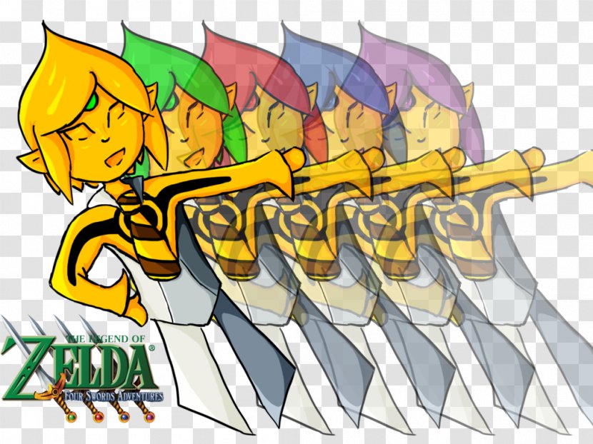 The Legend Of Zelda: Four Swords Adventures A Link To Past And Universe Zelda Art - Silhouette - Watercolor Sword Transparent PNG