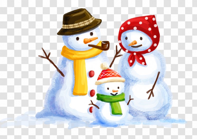 Christmas Snowman Illustration - Ornament - Family Of Three Transparent PNG