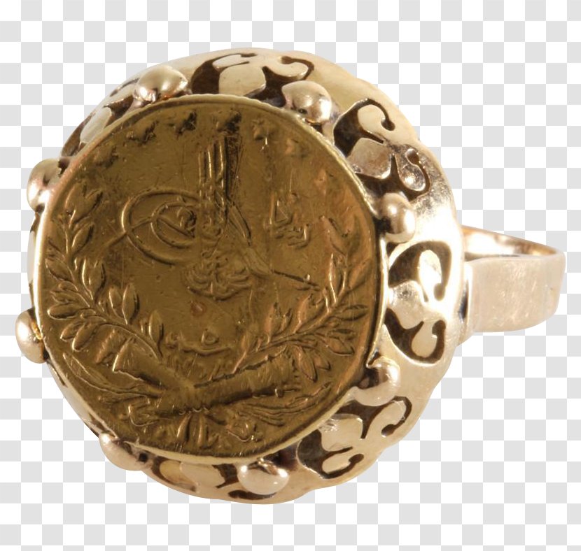 Gold Coin Locket Ring - Metal Transparent PNG
