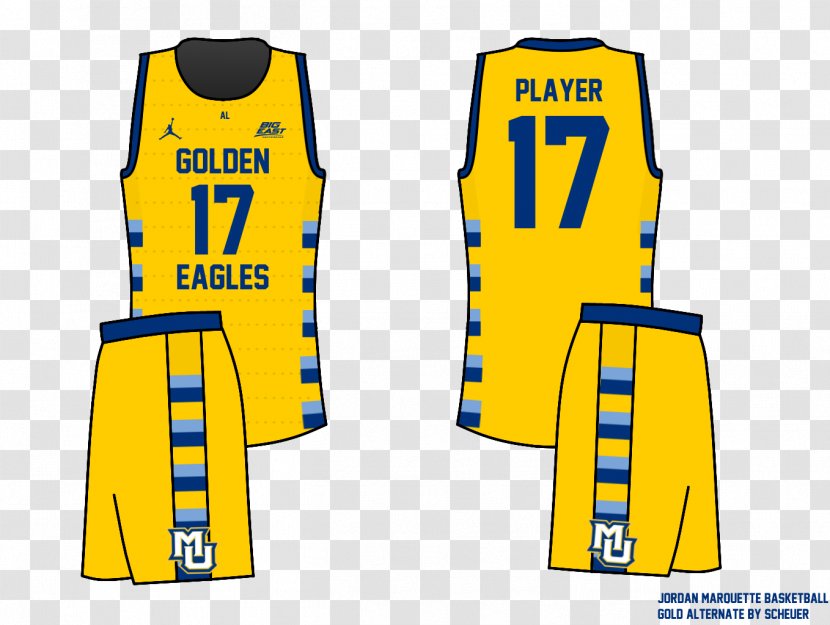 T-shirt Marquette Golden Eagles Men's Basketball Jersey Uniform - Sports Fan Transparent PNG