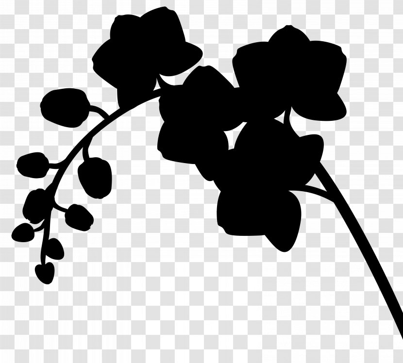 Clip Art Flower Line Silhouette Leaf - Blackandwhite Transparent PNG
