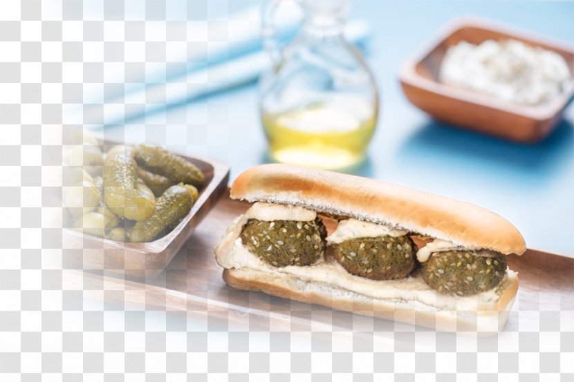 Vegetarian Cuisine Hot Dog Hamburger Bun Falafel - Finger Food Transparent PNG