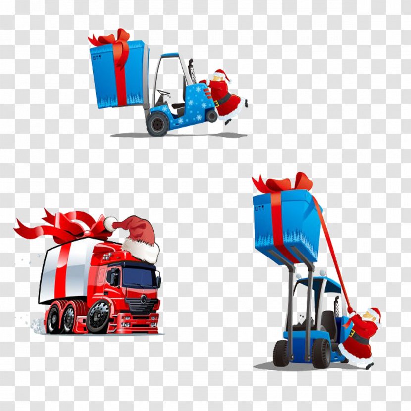 Santa Claus Forklift Illustration - Toy - Cartoon Transparent PNG